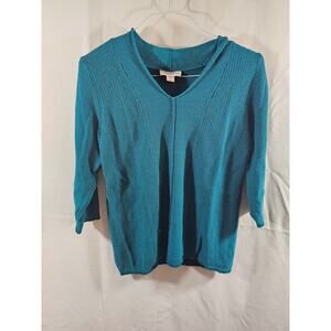 Coldwater Creek Green 3/4 Sleeve V Neck Sweater - Womens L (14)